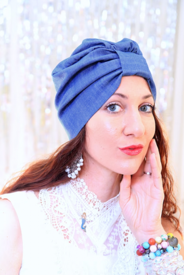 Topi Turban Berbahan Denim